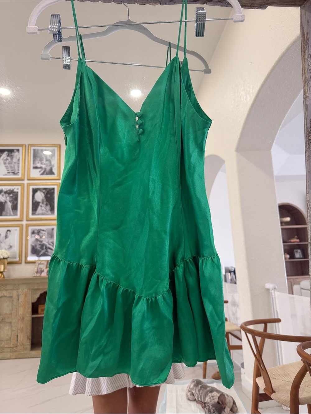 Victoria's Secret Vintage Gold Label Emerald Green Satin Chemise Slip